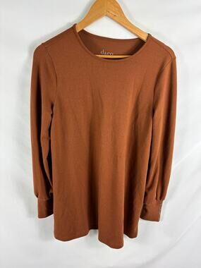 Denim & Co Essentials Dark Orange Long Sleeve top Size XS